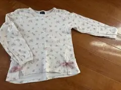 プティマイン　オーガニックコットン　花柄リボン付き長袖カットソー　2枚セット