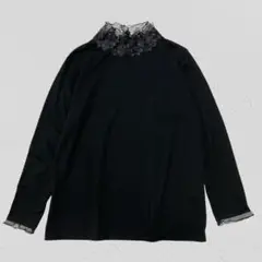 BELLE JEANNE♡レースネック長袖カットソー　ブラック　M
