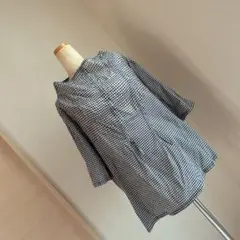 美品 慈雨 センソユニコ シアサッカーフレンチスリーブブラウス 40 総