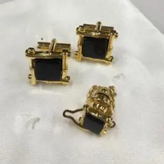 ゴールドメッキ スクエア型カフスボタン ネクタイピンセット
