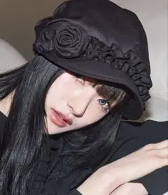 illigo フリル 帽子 キャップ 黒 ハンチング 韓国 キャスケット - メルカリ