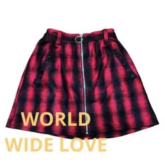 ワールドワイドラブ 赤チェック スカート パンク ロック