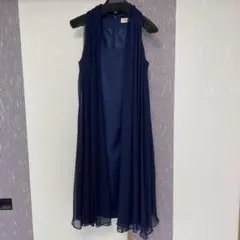 AIMER ネイビー シフォン ドレープドレス