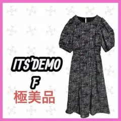 極美品　ITS'DEMO 半袖　ロングフレアワンピース　チェック　夏ワンピ　上品のサムネイル