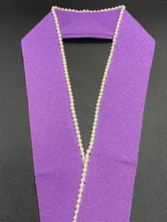 パール付き重ね衿　ポリエステルちりめん　グレープ