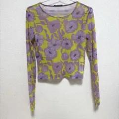 ZARA 花柄 シースルー 長袖 トップス Sのサムネイル