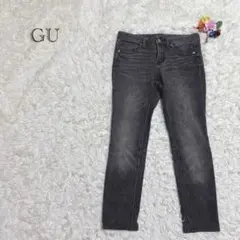 ジーユー　ストレートデニム　ブラック　ジーンズ　64cm ストレッチ　着心地抜群