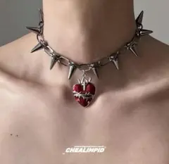 y2k 00s ネックレス パンク メタル チョーカー ハート ゴシック