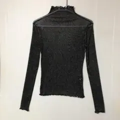 Dazy ラメ シアー ハイネック 長袖 トップス ブラック