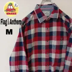 USA古着 Flag＆Anthem ネルシャツ　M レッド　ネイビー　チェック