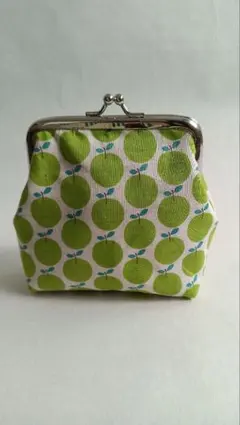 ハンドメイド がま口 財布 りんご柄