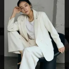 LOWO テーラードジャケット＆ワイドパンツ2点セットスーツ