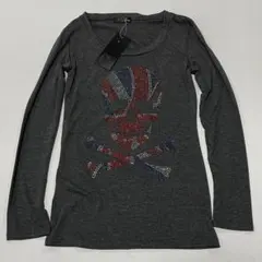 00s y2k スカル ラインストーン ロングtシャツ 平成 お兄系 ギャル