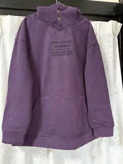 ユニセックス　厚手紫色 フード付き スウェットパーカー