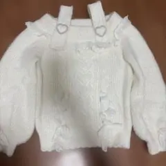 リズリサ　フリル付きホワイトニットセーター