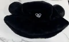 ミッキーマウス 耳付きファー帽子 黒