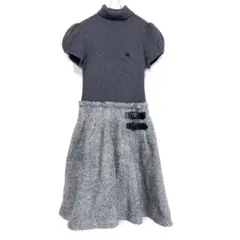 バーバリーブルーレーベル ニット ツイード ドッキング ワンピース 38