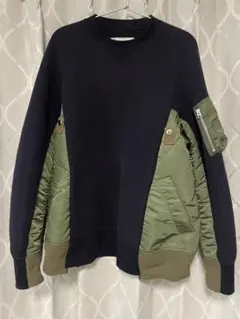 sacai MA-1 ドッキングスウェット トレーナー ネイビー×カーキ 2 sacai MA-1 ドッキングスウェット トレーナー ネイビー×カーキ 2