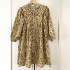【美品】ローリーズファーム　小花柄　大きめ襟ワンピース130-140