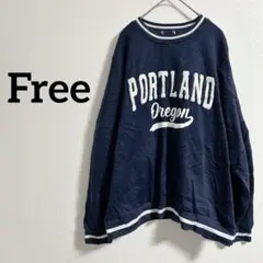 ロゴ 裏起毛 スウェット ライン【F】大きいサイズ ゆったり ネイビー ホワイト