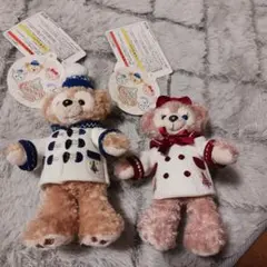 ダッフィー　ぬいぐるみバッチ　2018 クリスマス　2体セット