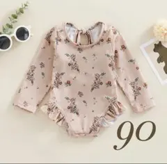 90センチ♡ ‪‪水着 バックフリル 小花柄 ラッシュガード 子供 女の子