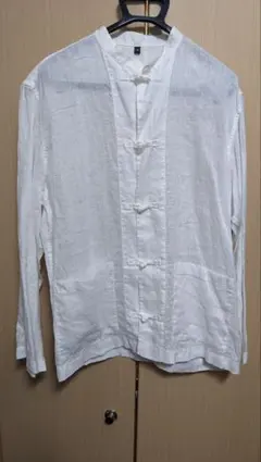 無印良品　チャイナシャツ　 麻100%　ホワイト ※ L-XLサイズ