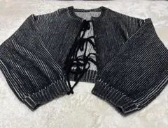 シーイン ストライプ クロップドニットカーディガン