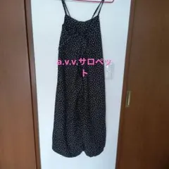 a.v.v.ドット柄 サロペット オールインワン ブラックのサムネイル