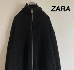 ZARA ザラ ドライバーズニット リブ編み ビッグサイズ 黒 ブラック XLのサムネイル