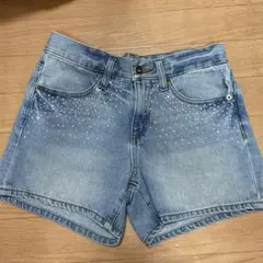 GU ストーン装飾デニムショートパンツライトブルー