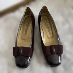 Yves Saint Laurent ダークブラウン フラットシューズ　23.5