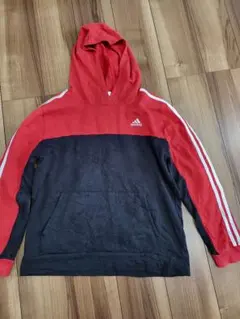 adidas フード付きパーカー 赤/黒 XL