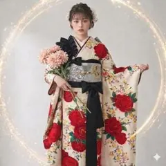 大人気◇振り袖·振袖フルセット６点/正絹/成人式スウィートエンジェル薔薇/白