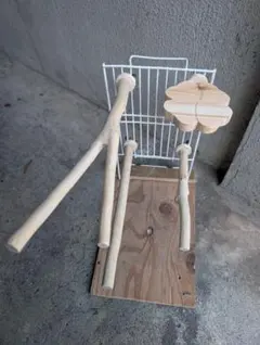 止まり木(M410)欅＋檜のステップ