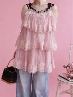 POPPY WAVE TULLE CAMI TUNIC ピンクチュールキャミ - メルカリ