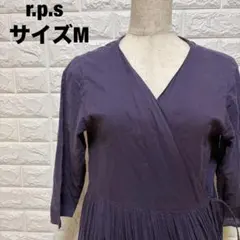r.p.s パープル ラップロングワンピース 上品プリーツ ゆったり【948】