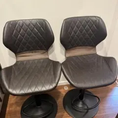 ダークブラウン ダイヤモンドキルティング バースツール(2脚組み)