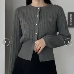 louere ゴールドボタンケーブルニットカーディガン M