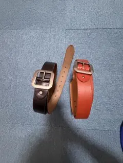 本革レザーベルト 黒 オレンジ 2本セット