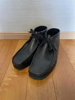 極美品✨ クラークス ワラビー ゴアテックス 黒 レザー シボ革 25cm