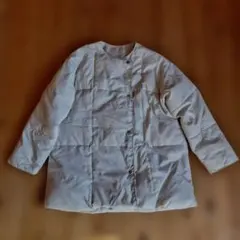 ノーカラー オフホワイト　ジャケット 中綿入り