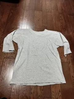 Champion　T1011 七分袖　フットボールTシャツ　L　グレー　USA製
