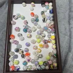 カラフルなプラスチック手描きビーズ約100個セット0227