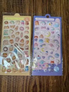 【うす紫・夜空・ねこ】 ボンボンドロップ風シール　ぷくぷくシール3D