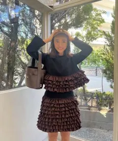 rosymonster ロージーモンスター パインコーンスカート ブラック M 2回着用✳︎ロージーモンスター 水際ワンピース ホワイトfishingOP