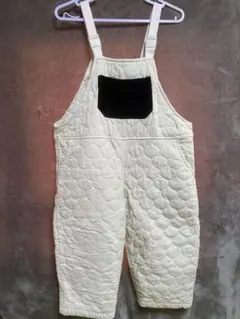 【130cm】キルティング サロペット オーバーオール アイボリー