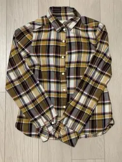 チェックシャツ ネルシャツ くすみカラー　黄色　ピンク　ブラウン