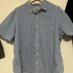 L.L.Bean 半袖シャツ XXL-REG 青白チェック
