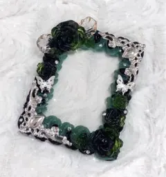 硬質ケース ホイップデコ トレカケース 黒緑 薔薇 蝶